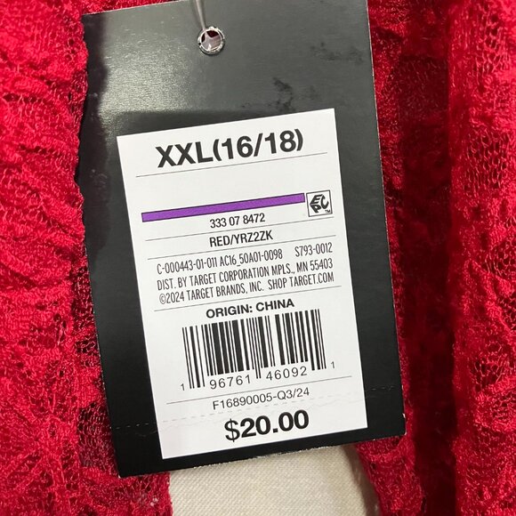 Art Class Girl's Red XXL (16/18) Long Sleeve Lace Dress Lace Overlay Lined - Picture 6 of 9